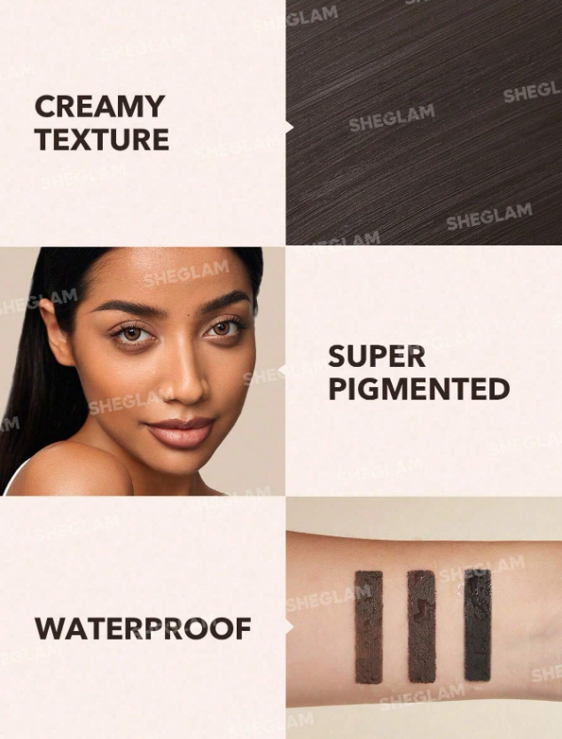 SHEGLAM بوماد الحواجب ضد الماء - دارك براون كريم الحواجب المضاد للماء شديد الصباغة والثبات طويل الأمد للتشكيل والتعبئة من شركةboss Brow مع فرشاة بطرفين