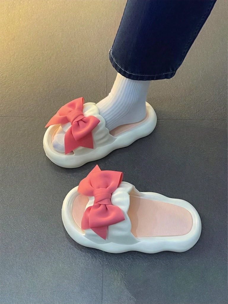 نعل داخلي ناعم ومحبب للنساء بتصميم لطيف، شبشب نسائي مفتوح مسطح من الأسفل مع  Poop