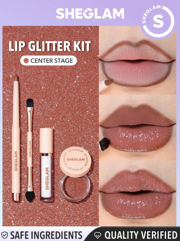SHEGLAM طقم بريق الشفاه-المركز المسرحي غلوس الشفاه البراق المقاوم للطول البقاء، غير لزج وبراق، طقم سوائل أحمر الشفاه الوردي Y2K