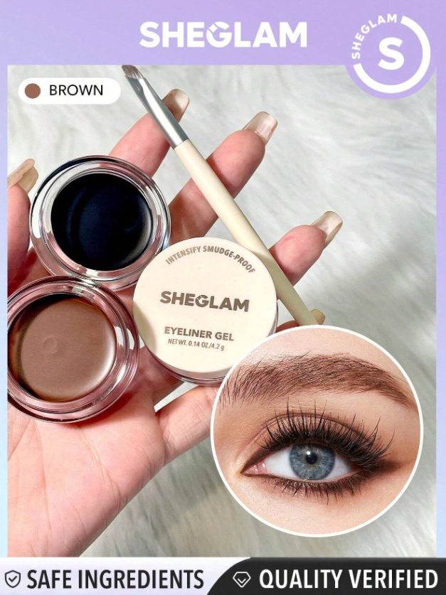 SHEGLAM محدد عيون جل مكثف مقاوم للتلطخ - بني