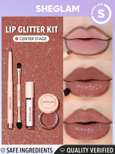 SHEGLAM طقم بريق الشفاه-المركز المسرحي غلوس الشفاه البراق المقاوم للطول البقاء، غير لزج وبراق، طقم سوائل أحمر الشفاه الوردي Y2K