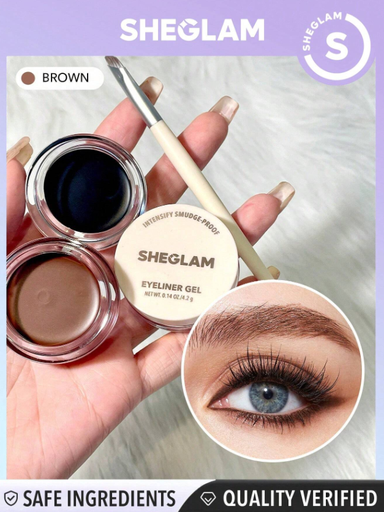 SHEGLAM محدد عيون جل مكثف مقاوم للتلطخ - بني