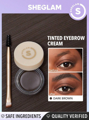 [sbbeauty03200505731] SHEGLAM بوماد الحواجب ضد الماء - دارك براون كريم الحواجب المضاد للماء شديد الصباغة والثبات طويل الأمد للتشكيل والتعبئة من شركةboss Brow مع فرشاة بطرفين