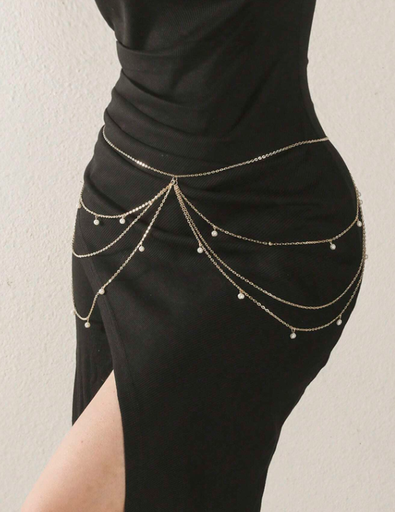 [sj2310264802424881] سلسلة وسط نسائية متعددة الطبقات بأكمام معدنية بسيطة وأنيقة ولطيفة وجذابة 